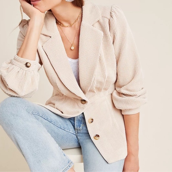 Current Air Beige Textured Blazer Size Small PTP 19” EUC - Picture 5 of 12